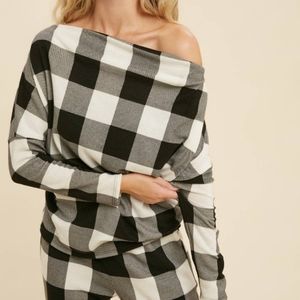 Buffalo Plaid off shoulder top NWOT!